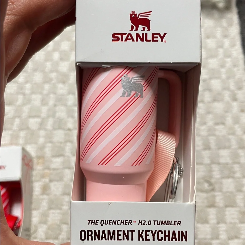 Stanley Red Candy Cane and Strawberry Cream & Pink Ornament Keychain Set